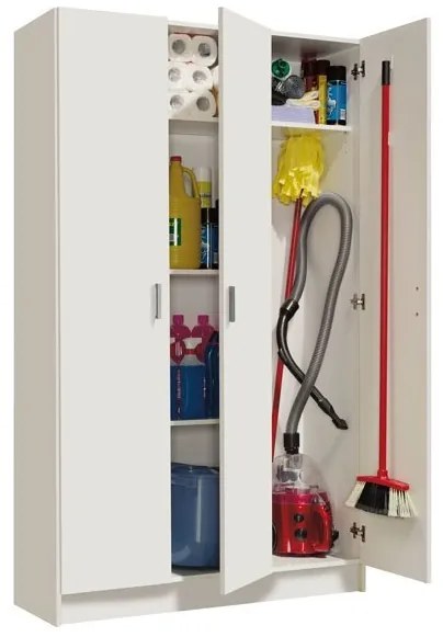 Armadio Multiuso A 3 Ante Con Vano Portascope 108x37x180 Mobile In Kit Bianco