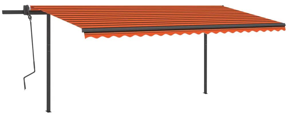 Tenda da Sole Retrattile Manuale Pali 5x3,5 m Arancione Marrone