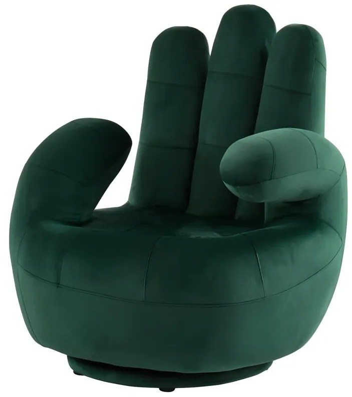 Poltrona a forma di mano girevole in velluto Verde scuro - CATCHY