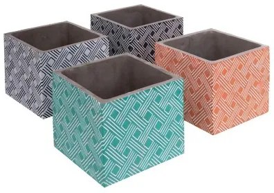 Set di vasi da fiori Fiore Cemento Quadrato 14 x 14 x 12 cm (4 Unità)