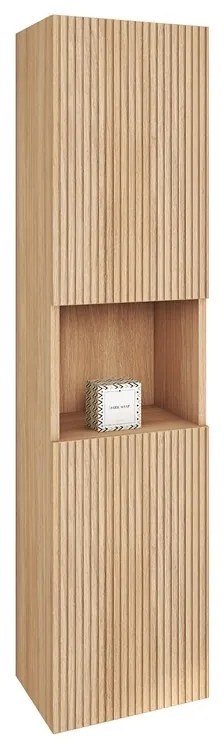 Kamalu - Colonna bagno cannettata rovere chiaro 130 cm | LAC-IRIDE