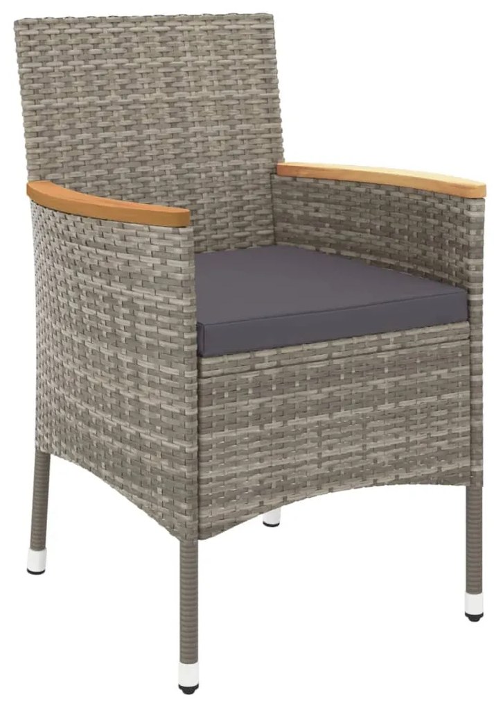 Set bistrò da giardino 5 pz con cuscini in polyrattan grigio