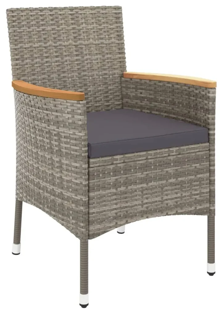 Set bistrò da giardino 5 pz con cuscini in polyrattan grigio