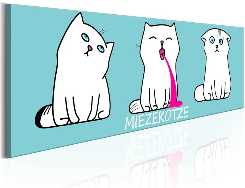 Quadro  Miezekotze: Cat Trio (Blue)  Colore Rosa, Dimensioni e Misure 120x40