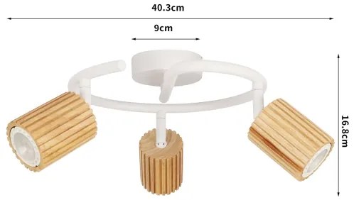 Brilagi - Faretto MODERN WOOD 3xGU10/8W/230V legno/bianco