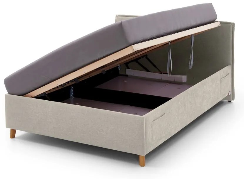 Letto da bambini beige imbottito con contenitore con rete inclusa 140x200 cm Fun – Meise Möbel