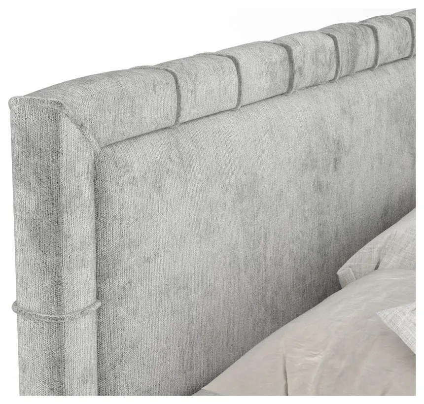Letto boxspring grigio chiaro con spazio contenitivo 160x200 cm Voyage - Maison de Rêve