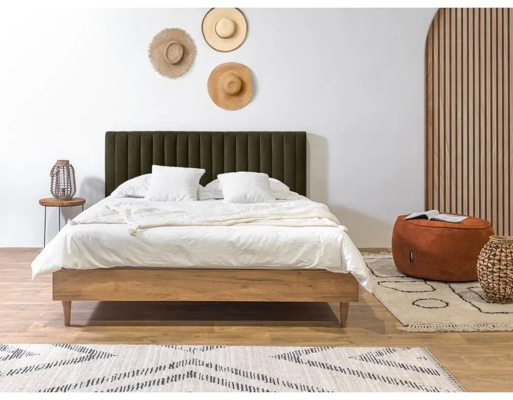 Letto matrimoniale verde scuro/naturale con griglia 160x200 cm Oceane - Bobochic Paris