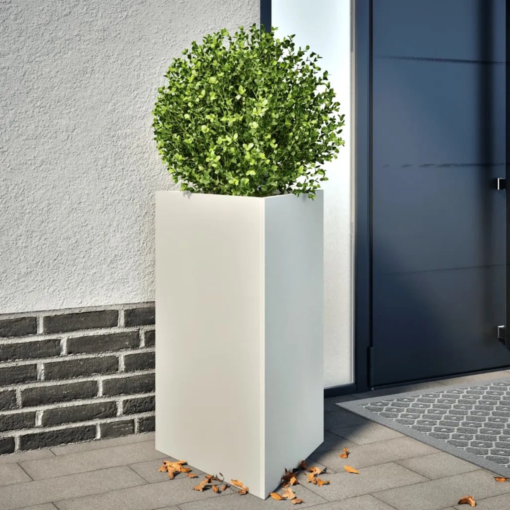 Fioriere 2 Pz Bianche Triangolari 50x43x75 Cm İn Acciaio /