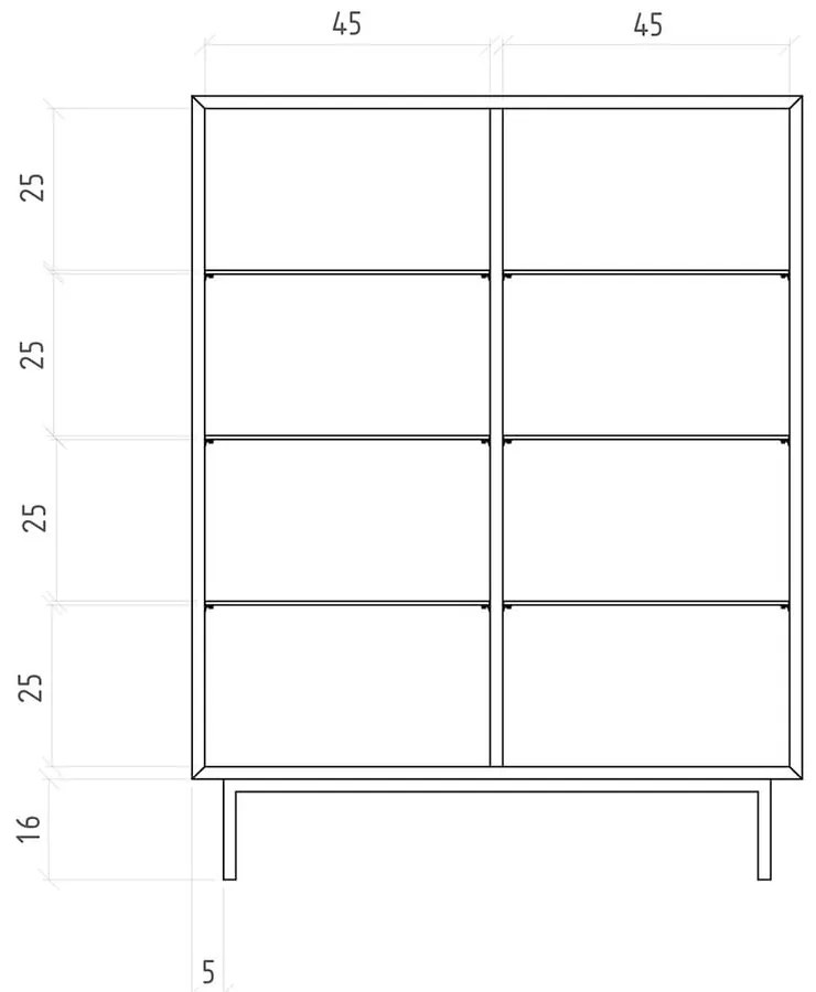 Vetrina in legno di quercia di colore naturale 97x125 cm Abies - The Beds