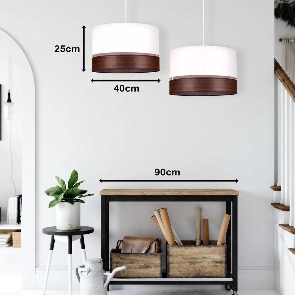 Euluna Levo lampada a sospensione, Ø40cm, rovere scuro/ecru