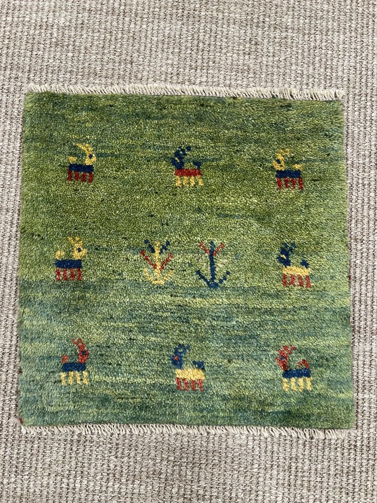 Gabbeh Tappeto persiano 40 x 40 Verde (Iran) Annodato A Mano