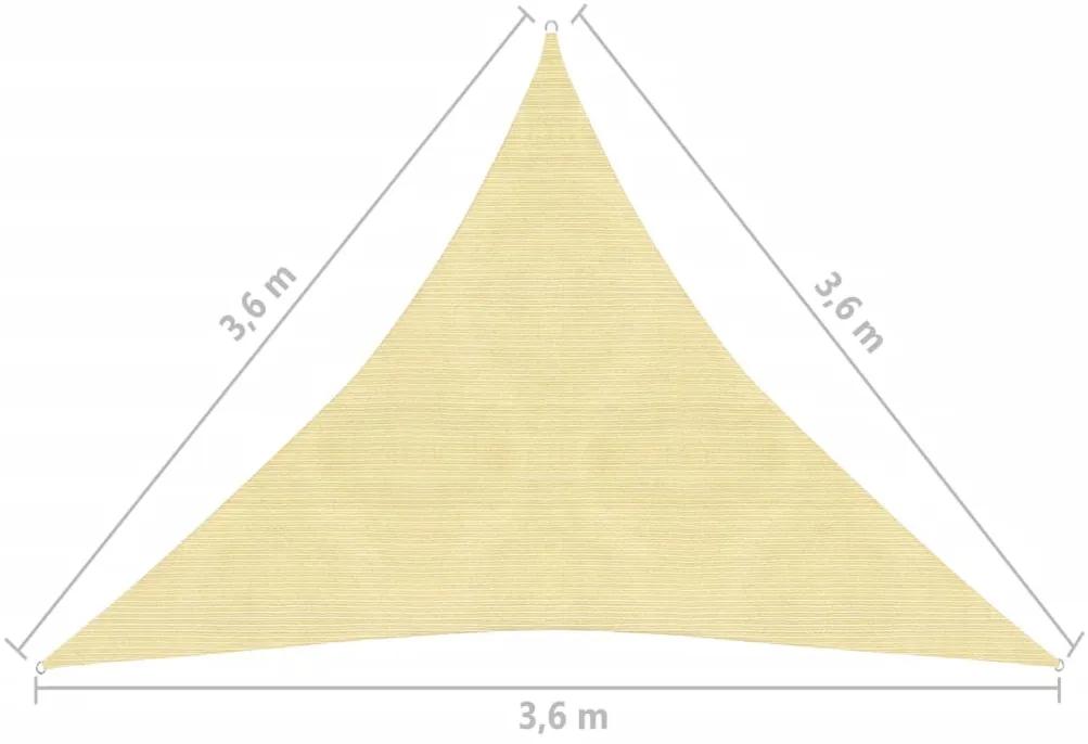 Parasole a Vela HDPE Triangolare 3,6x3,6x3,6 m Beige