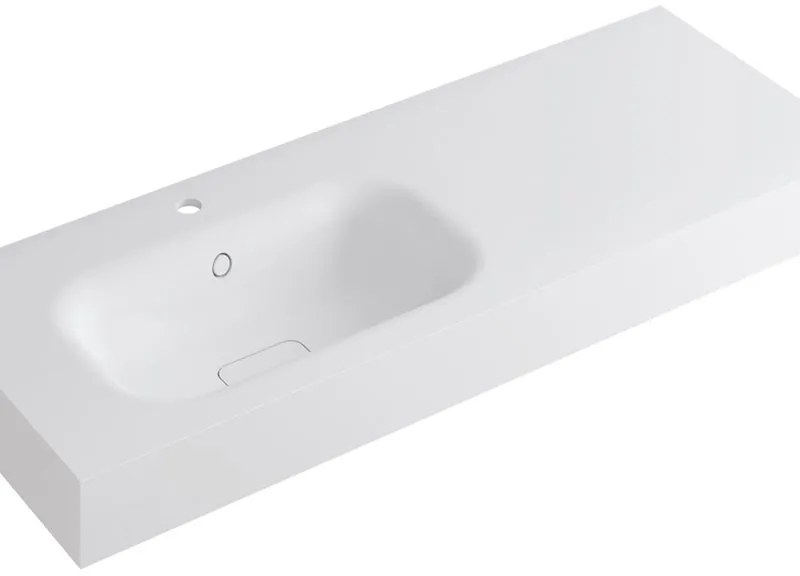 Lavabo integrale a sinistra rettangolare L 120.5 x H 15 x P 46 cm in resina bianco