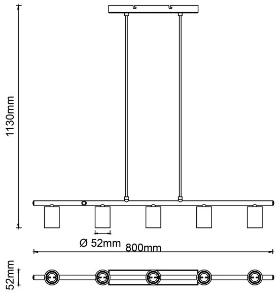 Brilliant - Lampadario a sospensione KERRY su cavo 5xE27/40W/230V nero/bambù