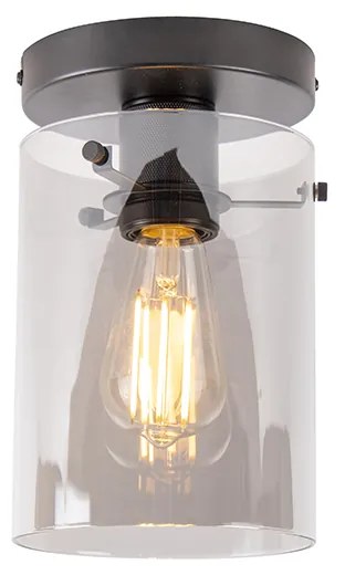 Smart plafondlamp zwart met smoke glas incl Wifi ST64 - Dome
