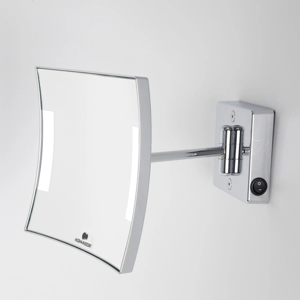 Koh-I-Noor Quadrolo Specchio Ingranditore X3 Illuminato Led Quadrato A Parete Cromo