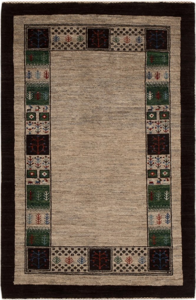 Loribaft Tappeto 100x150 Beige (Iran) Annodato A Mano