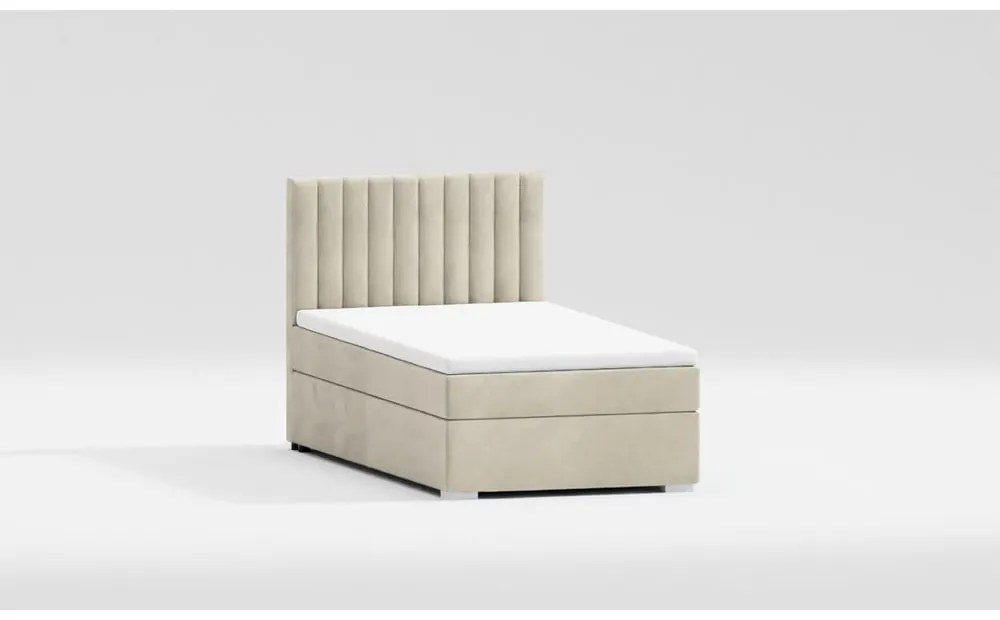 Letto singolo imbottito con contenitore beige con materasso e topper inclusi 100x200 cm Bunny – Ropez