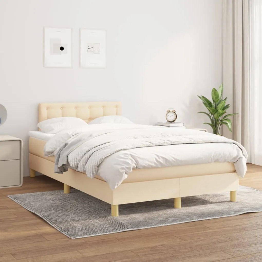 Giroletto A Molle Con Materasso Crema 120x200 Cm İn Tessuto /