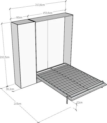Letto francese a scomparsa 140 cm con colonna Noce KENTARO