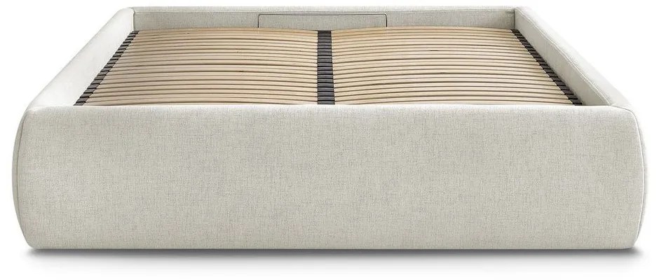 Letto matrimoniale imbottito beige con contenitore/senza testiera con rete inclusa 160x200 cm Inera – Bobochic Paris