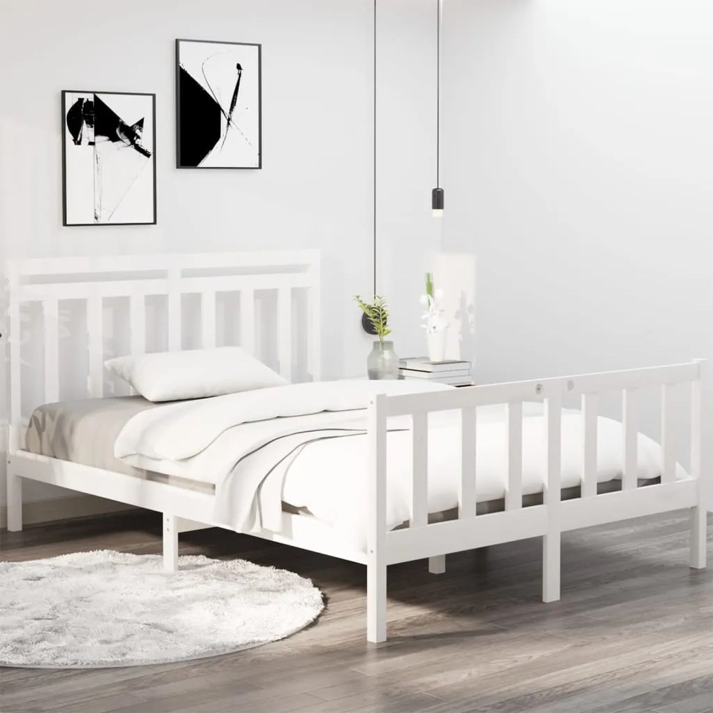 Giroletto Bianco İn Legno Massello 135x190 Cm Double /