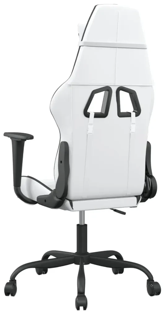 Sedia da gaming massaggiante bianco e nero in similpelle