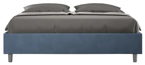 Letto matrimoniale e rete 160x200 in microfibra blu Azelia