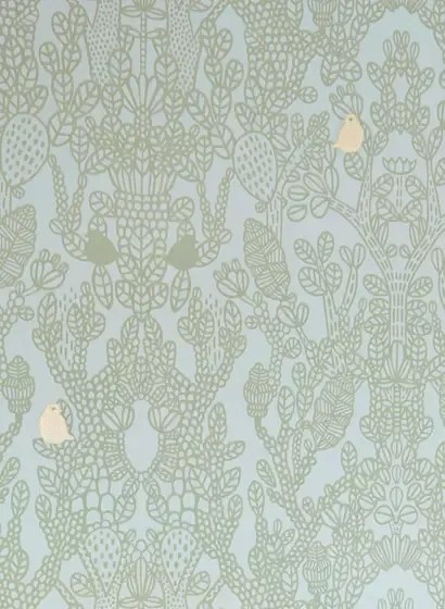 Majvillan Carta da parati Amelie - Dusty Green/ Turquoise