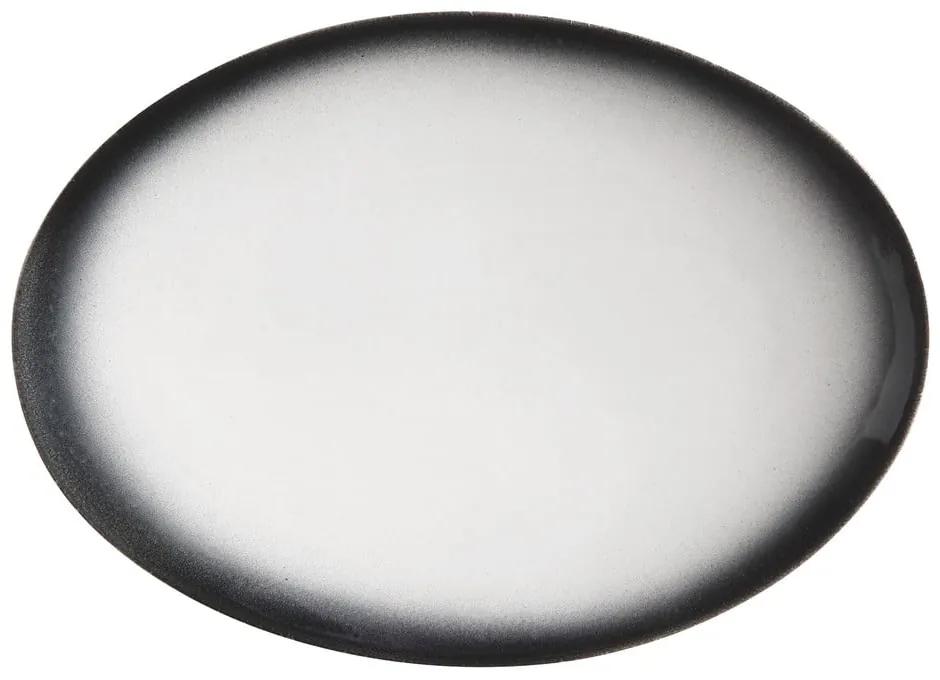 Piatto ovale in ceramica bianca e nera Caviar, 30 x 22 cm - Maxwell &amp; Williams