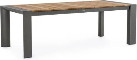 Tavolo Da Esterno In Alluminio Piano In Teak Allungabile 100x228/294 Cm Cameron Antracite Bizzotto