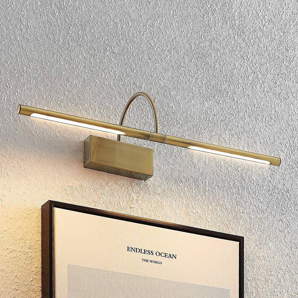 Lucande Fehmke lampada LED da quadri, ottone, Bronzo / Ottone antico, Soggiorno / Sala da pranzo, Alluminio, Antico, Applique