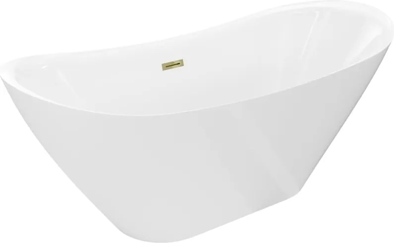 Mexen Lotos vasca da bagno indipendente 150 x 75 cm, bianca, troppopieno dorato - 52051507700-50