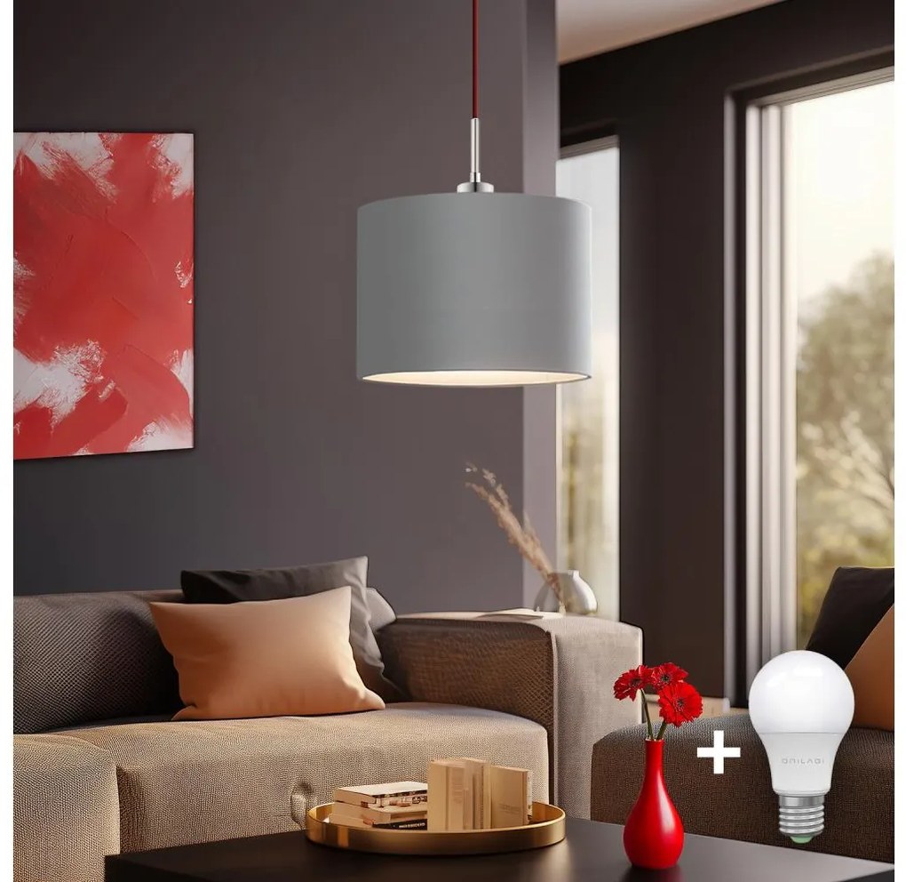 Eglo - Lampadario LED a cavo TUNJA 1xE27/60W/230V grigio