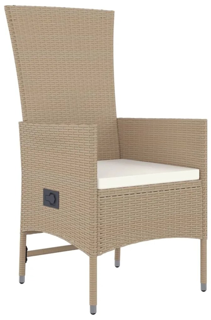 Set da Pranzo da Giardino 11 pz con Cuscini Beige in Polyrattan