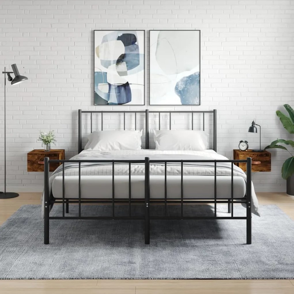 Comodini A Muro 2 Pz Rovere Fumo 35x35x20 Cm /