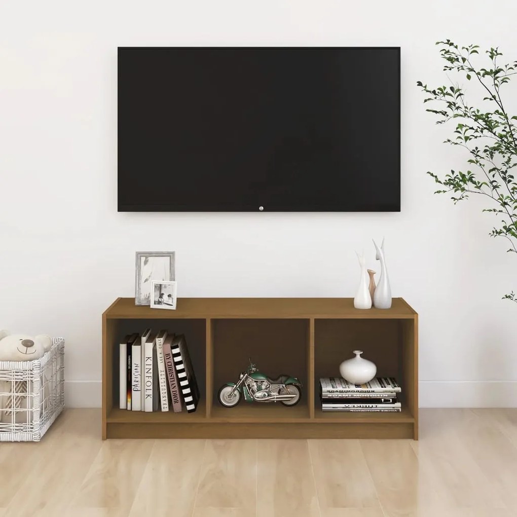 Mobile porta tv marrone miele 104x33x41 cm in legno di pino