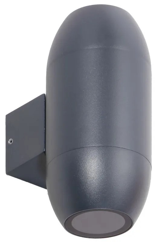 Applique Ovale Bidirezionale IP65 GU10 per esterni, Grande - Grigia Colore del corpo Grigio