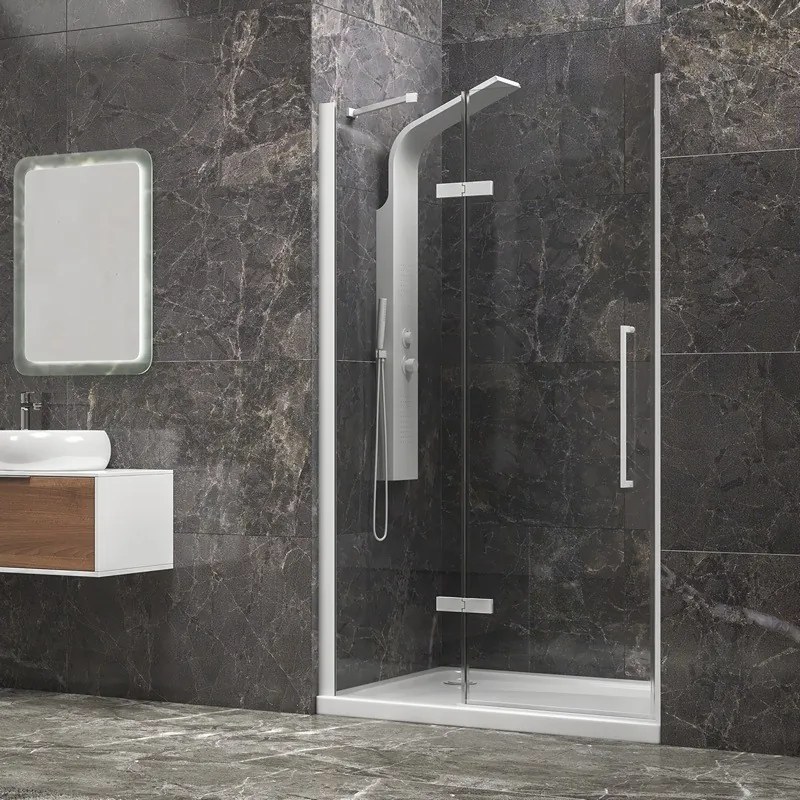 Kamalu - Porta doccia 90cm battente e fisso colore bianco | KT4000B