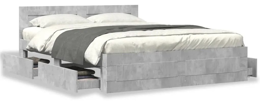 Giroletto Testiera Grigio Cemento 160x200 Cm Legno Multistrato /