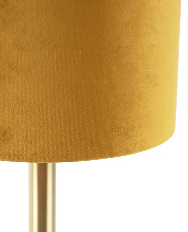 Lampada da tavolo in ottone con paralume giallo 20 cm - Simplo