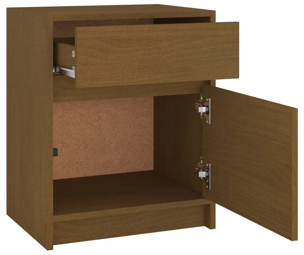 Comodini 2 pz Marrone Miele 40x31x50 cm Legno Massello di Pino