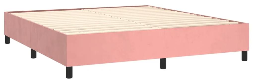 Giroletto a molle con materasso rosa 180x200 cm in velluto