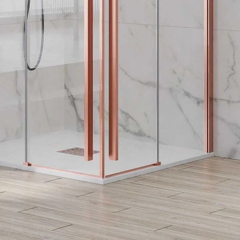 Kamalu - Box doccia 70x120 colore oro rosa doppio scorrevole vetro 8mm | KSA1000RG
