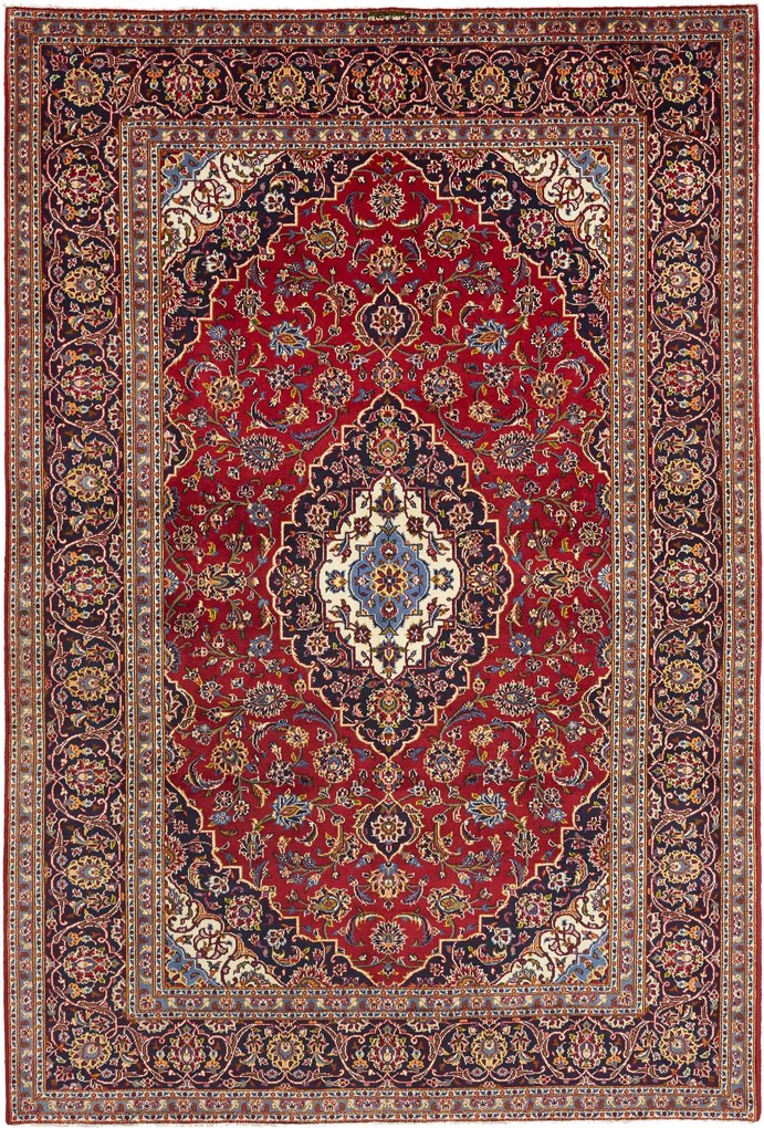 Kashan Tappeto 210 x 300 Blu (Iran) Annodato A Mano