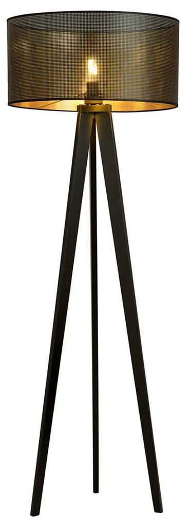 Piantana Moderno Drago Acciaio Nero Oro 1 Luce E27 Ip20