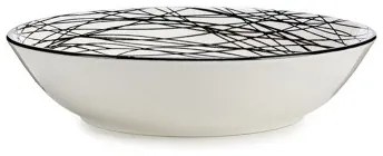 Piatto Fondo Righe Nero Bianco Ø 20 cm Porcellana (6 Unità)