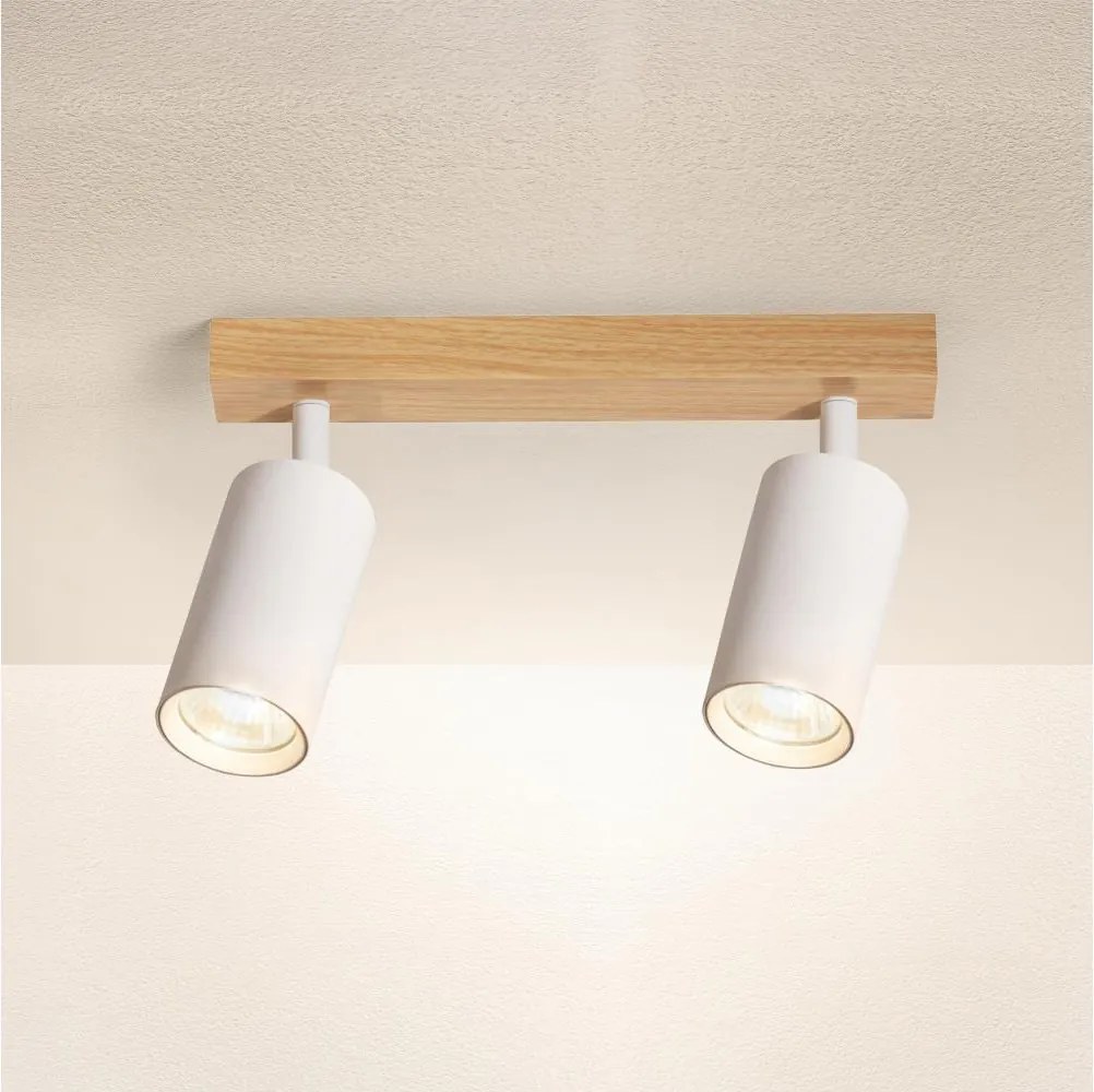 Brilagi - Faretto SELE 2xGU10/30W/230V bianco/effetto rovere