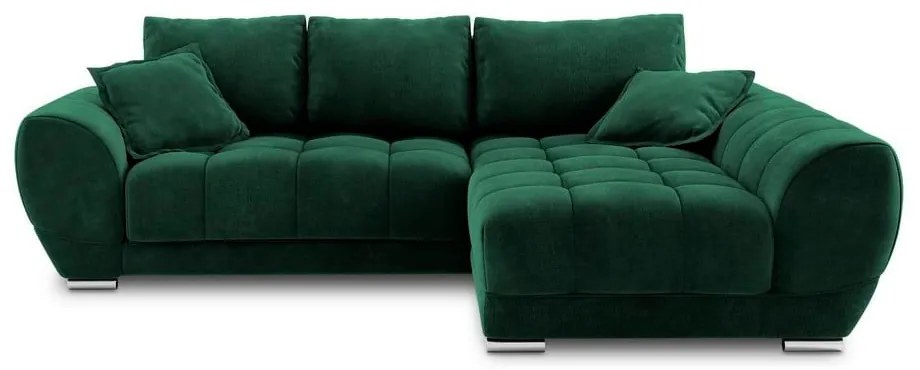 Divano letto angolare verde chiaro con rivestimento in velluto, angolo destro Nuage - Windsor &amp; Co Sofas